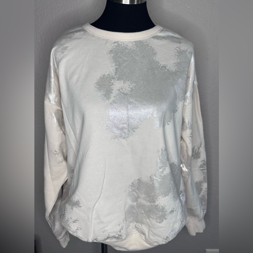 Silver metal foil sweatshirt size L